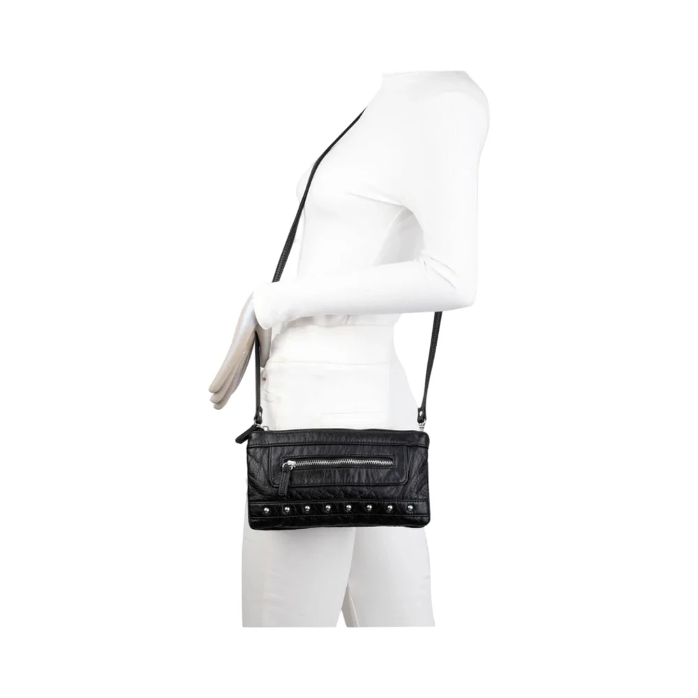 New Ampere Creations Vegan Leather Wristlet with dust bag in black